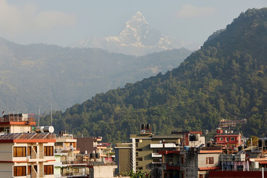 Pokhara, Nepal, with a mountainous backdrop