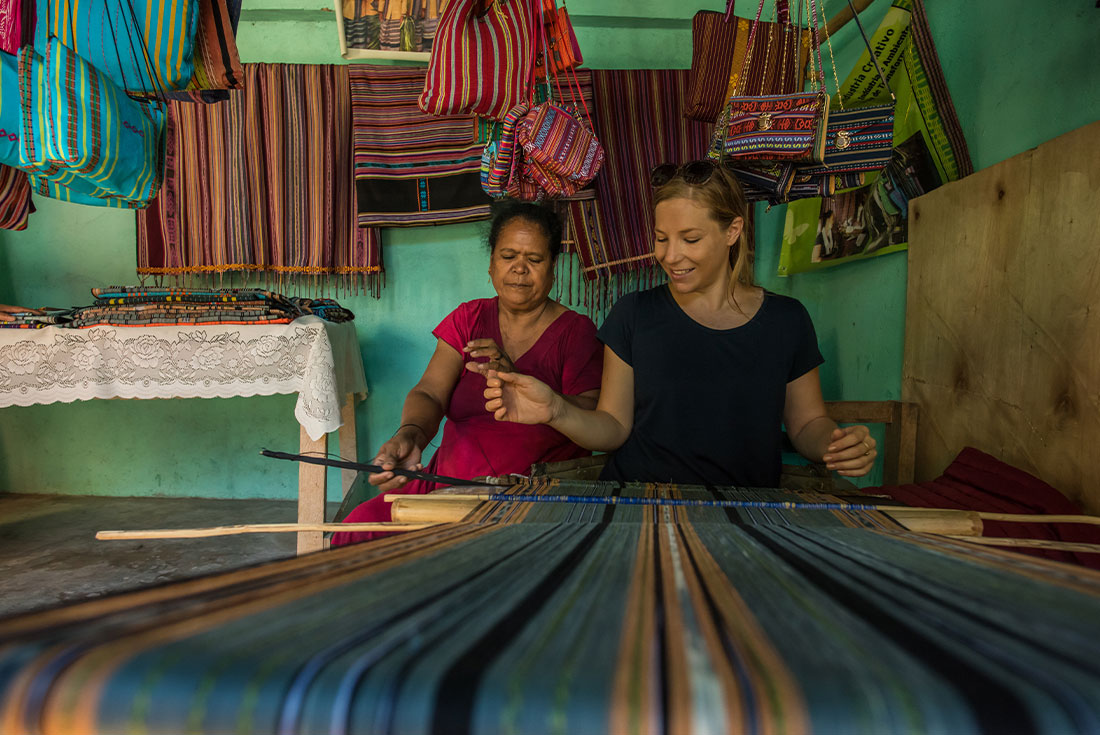 Weaving with locals in Timor-Leste