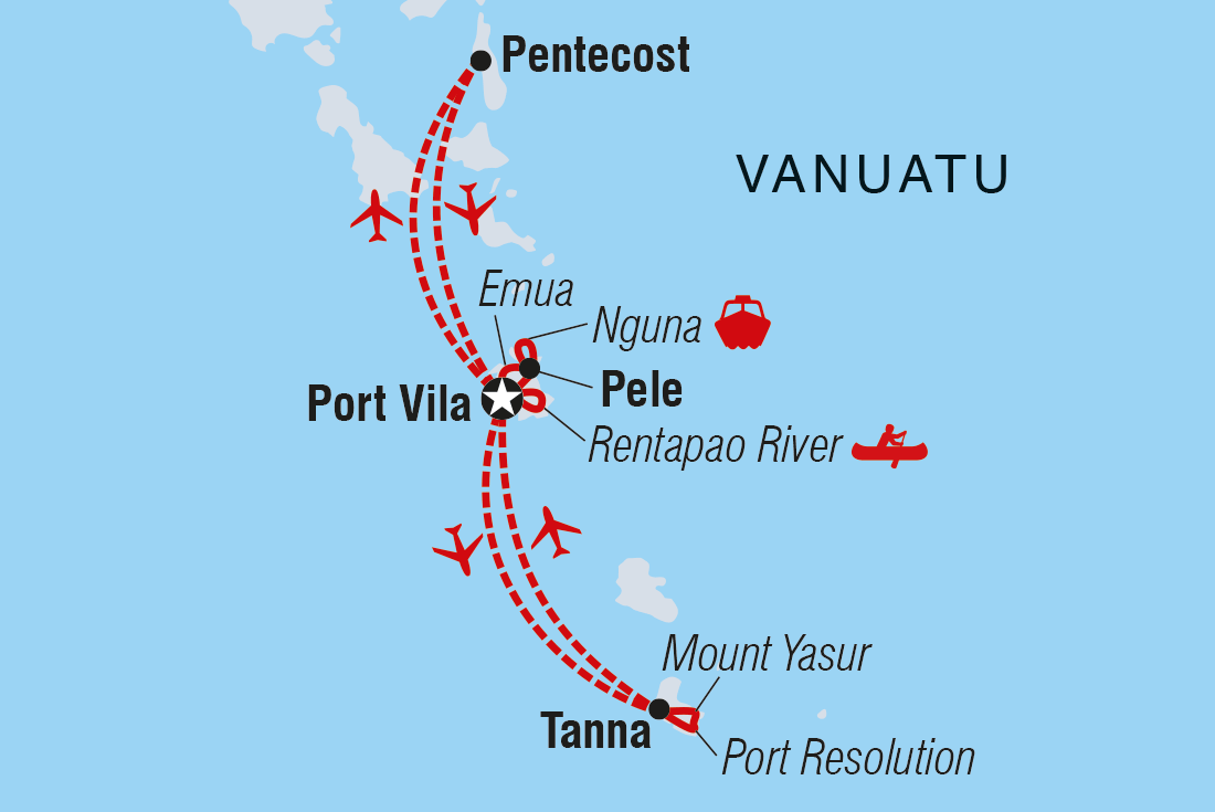 Map of Vanuatu Expedition & Land Diving Festival including Vanuatu
