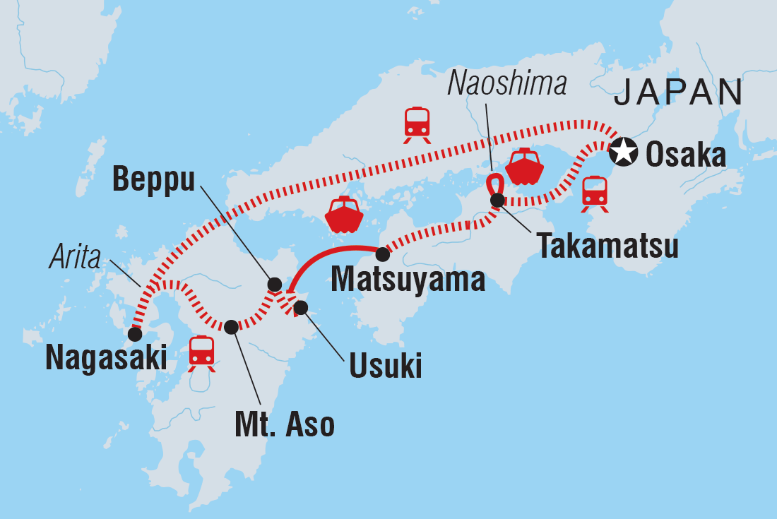 Map of Southern Japan Experience including Japan