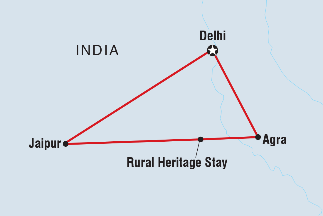 Map of India's Golden Triangle including India