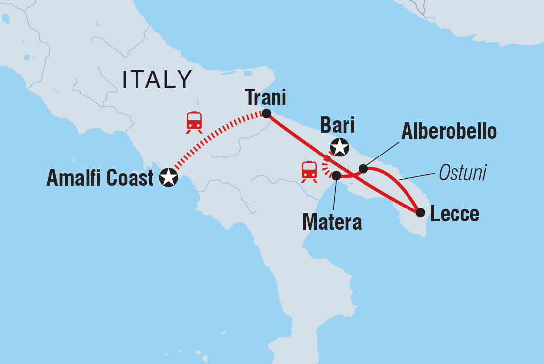 Map of Explore Southern Italy including Italy