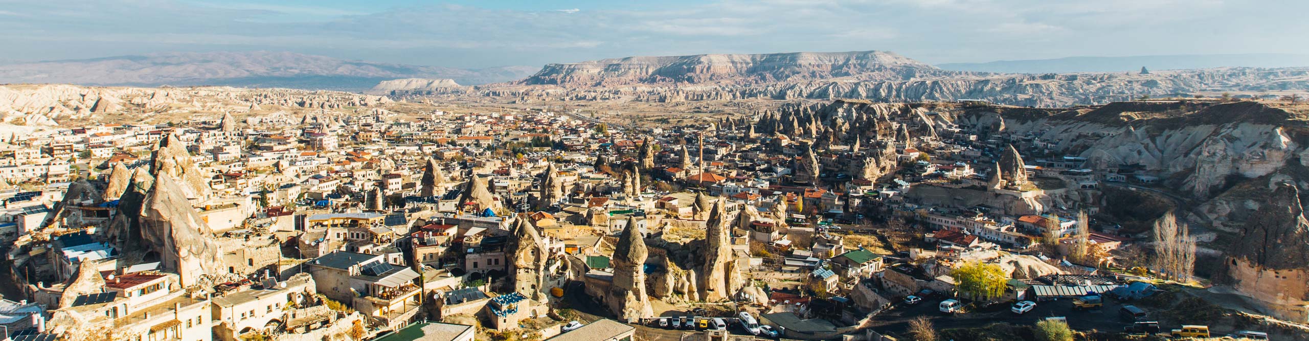 Aerial view of Cappadocia. in the afternoon sun, Turkey 