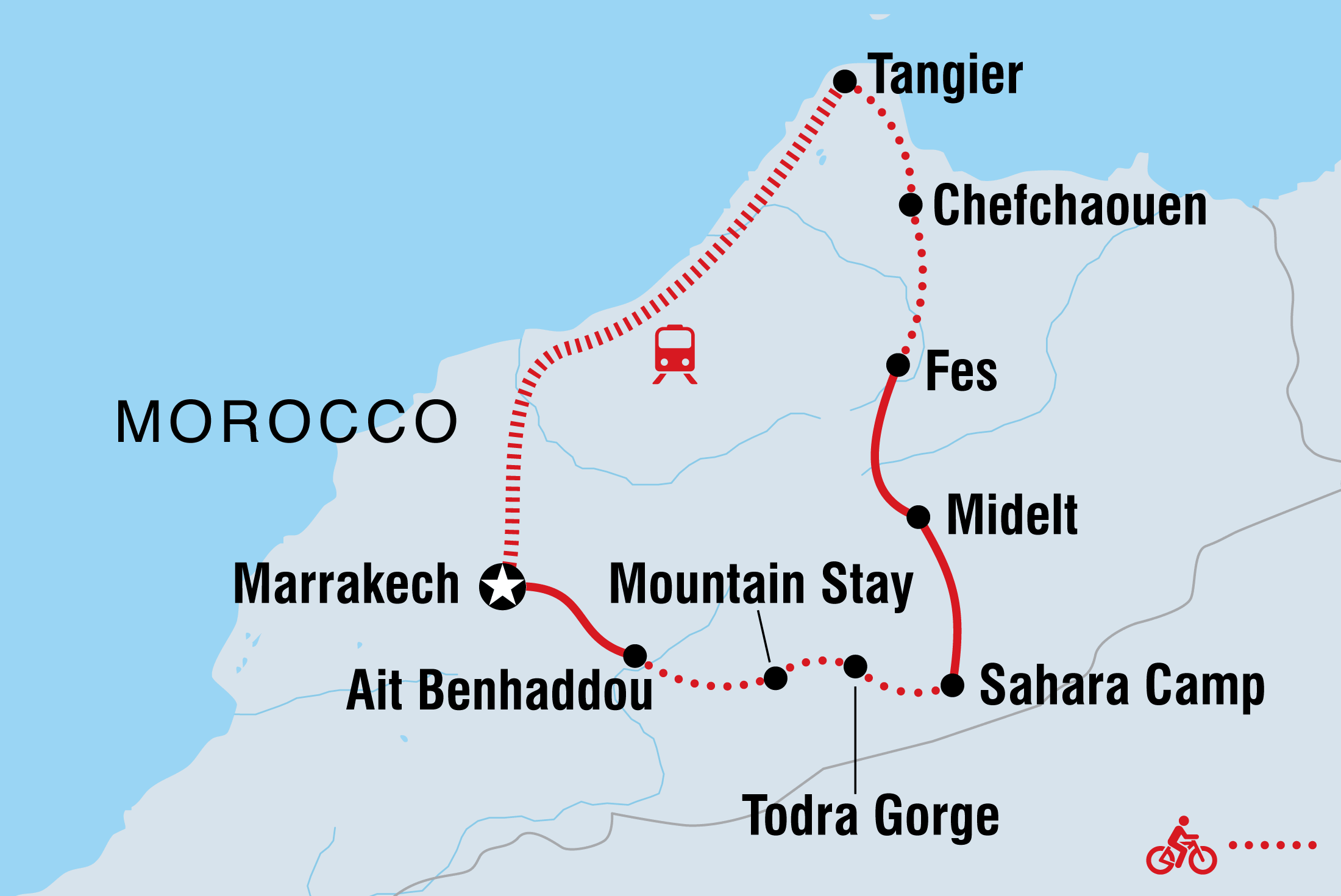 Map of Cycle Morocco including Morocco