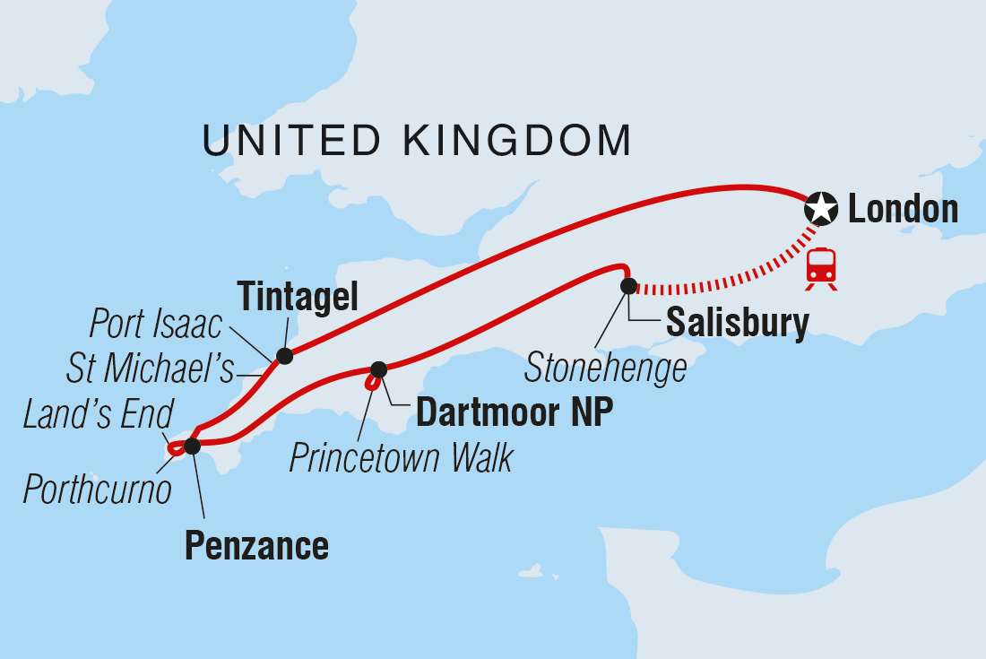 Map of Highlights Of South-West England including United Kingdom
