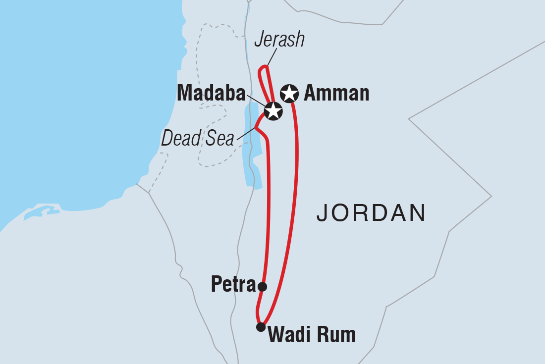 Map of Jordan: Women's Expedition including Jordan