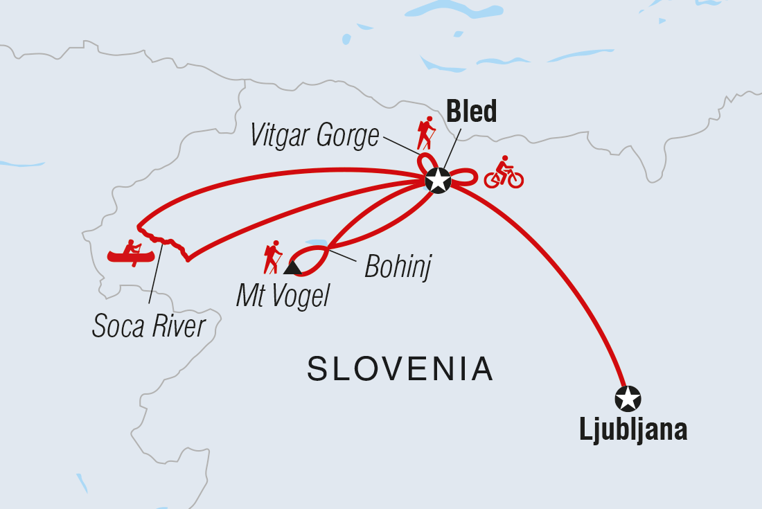 Map of Slovenia: Hike, Bike & Raft including Slovenia