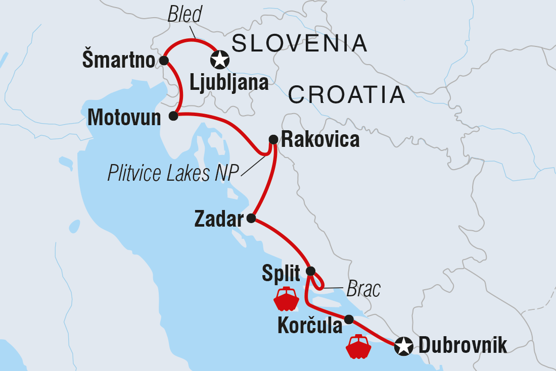 Map of Slovenia & Croatia Real Food Adventure including Croatia and Slovenia