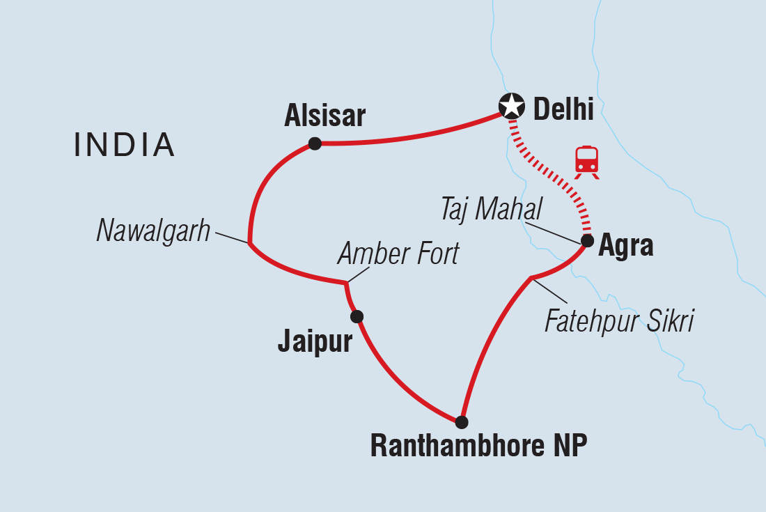 Map of Northern India Family Holiday including India