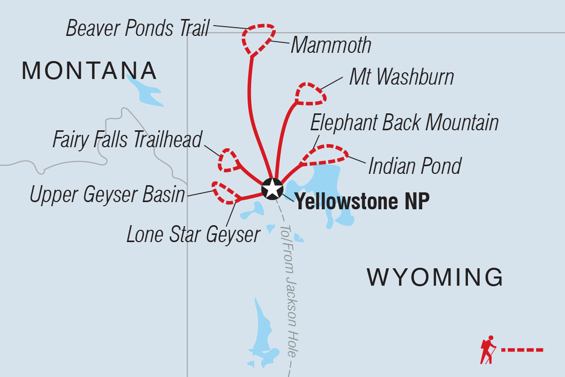 Map of Hiking And Camping In Yellowstone including United States Of America