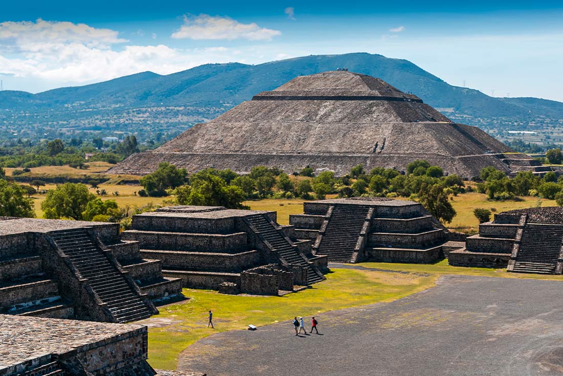 Aerial view of the Teotihuacan pyramid in San Juan, Mexico