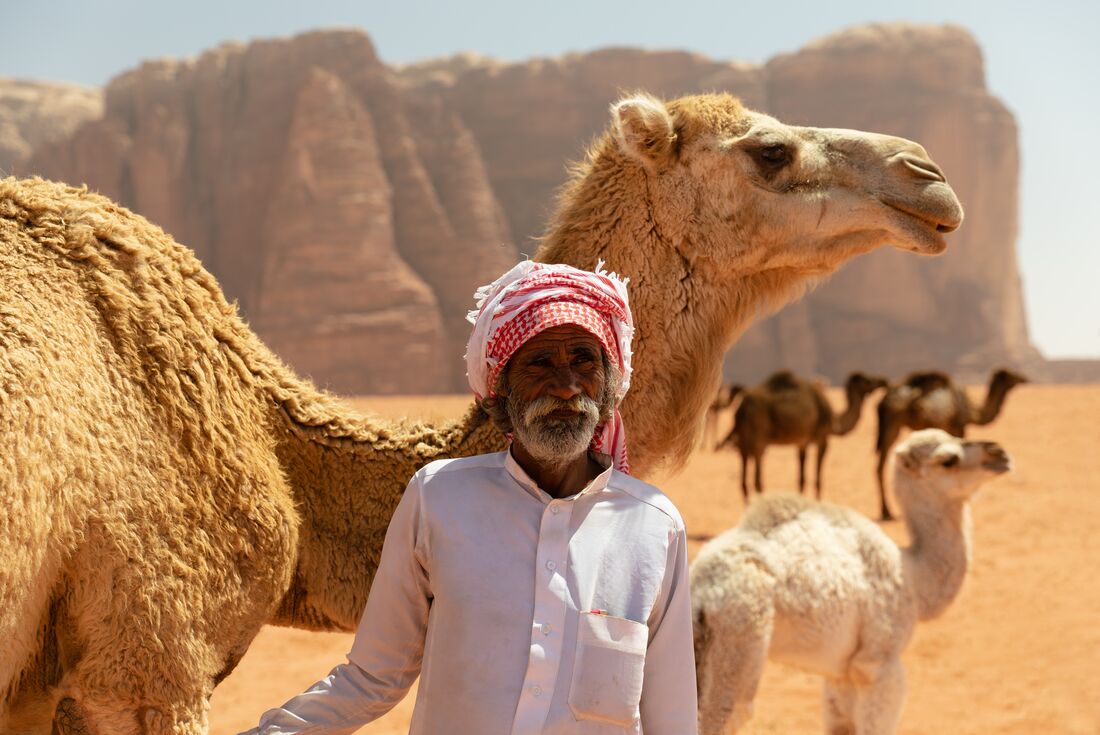 Wadi Rum local with his camels