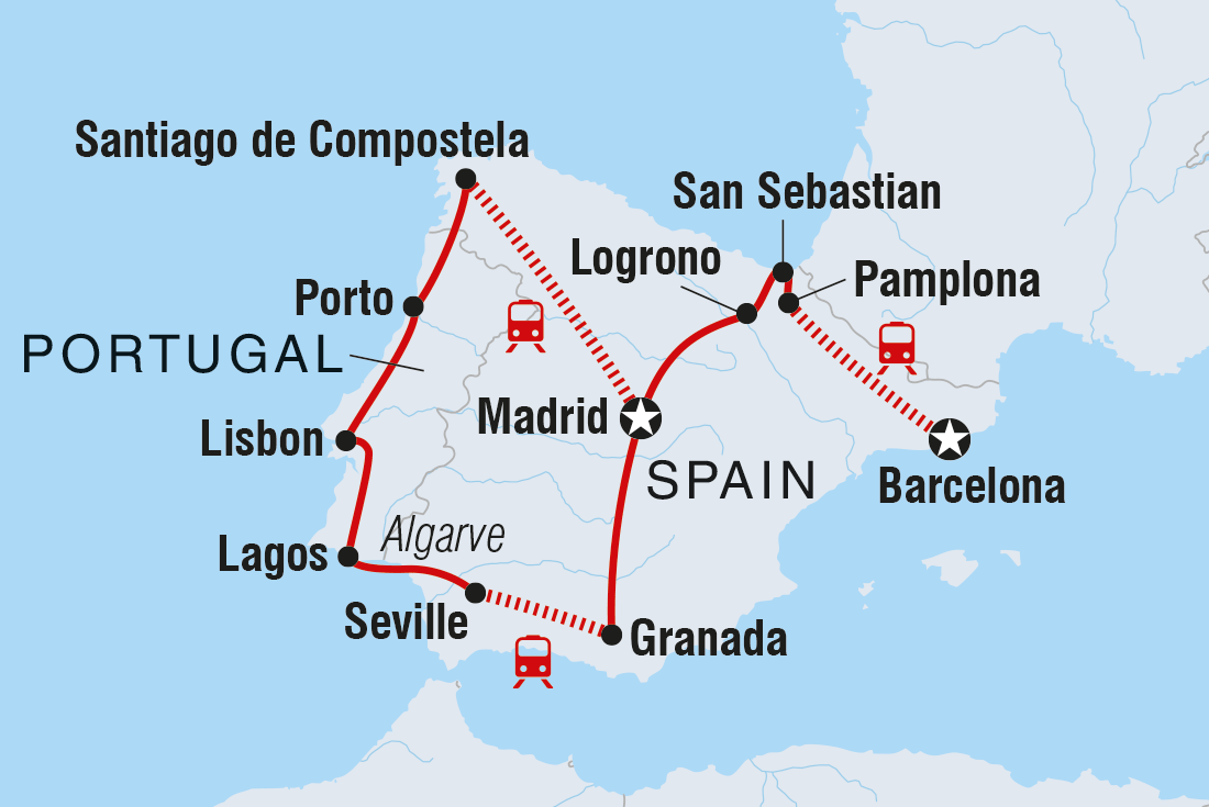 Map of Classic Spain & Portugal including Portugal and Spain