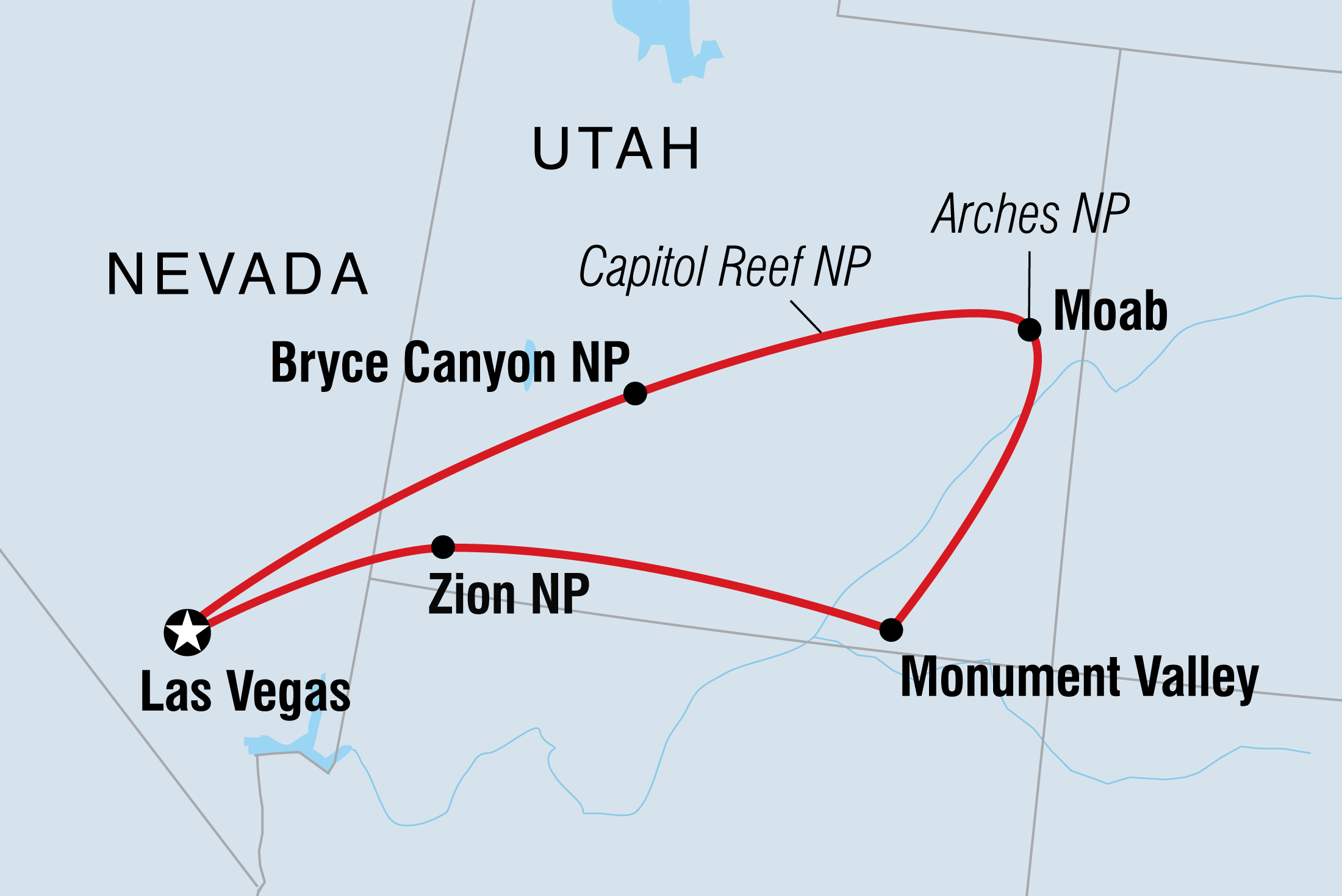 Map of Utah Parks Circuit including United States Of America