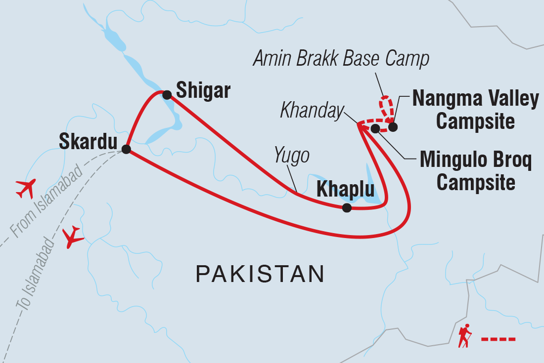 Map of Trek Pakistan's Karakoram Mountains including Pakistan