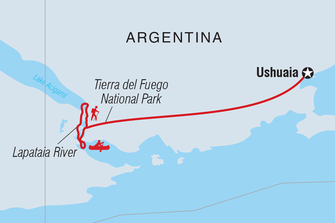 Map of Ushuaia Short Break including Argentina