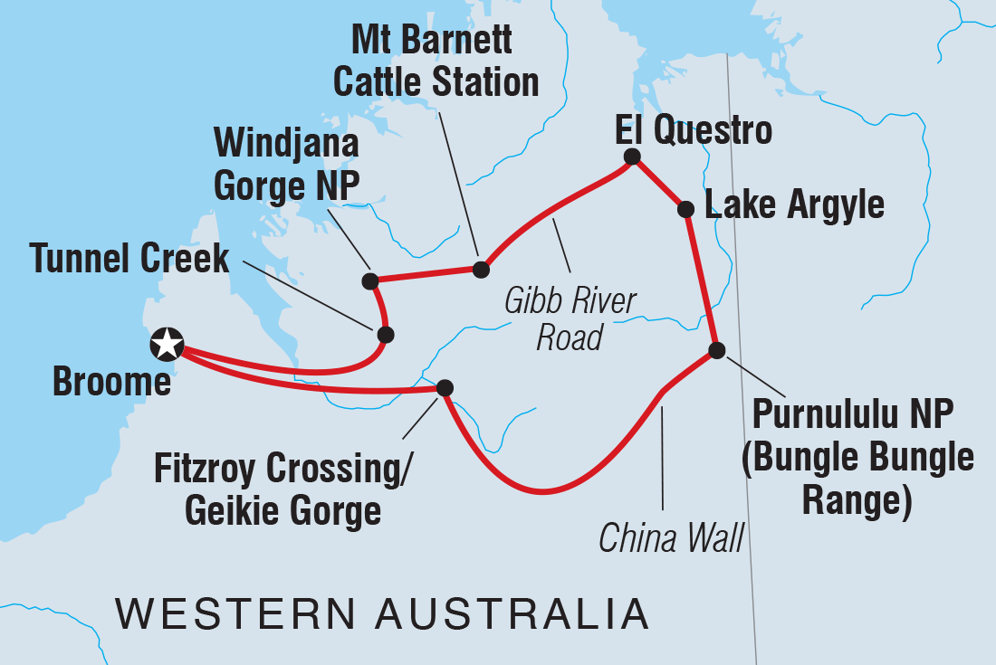 Map of Wild Kimberley Overland including Australia