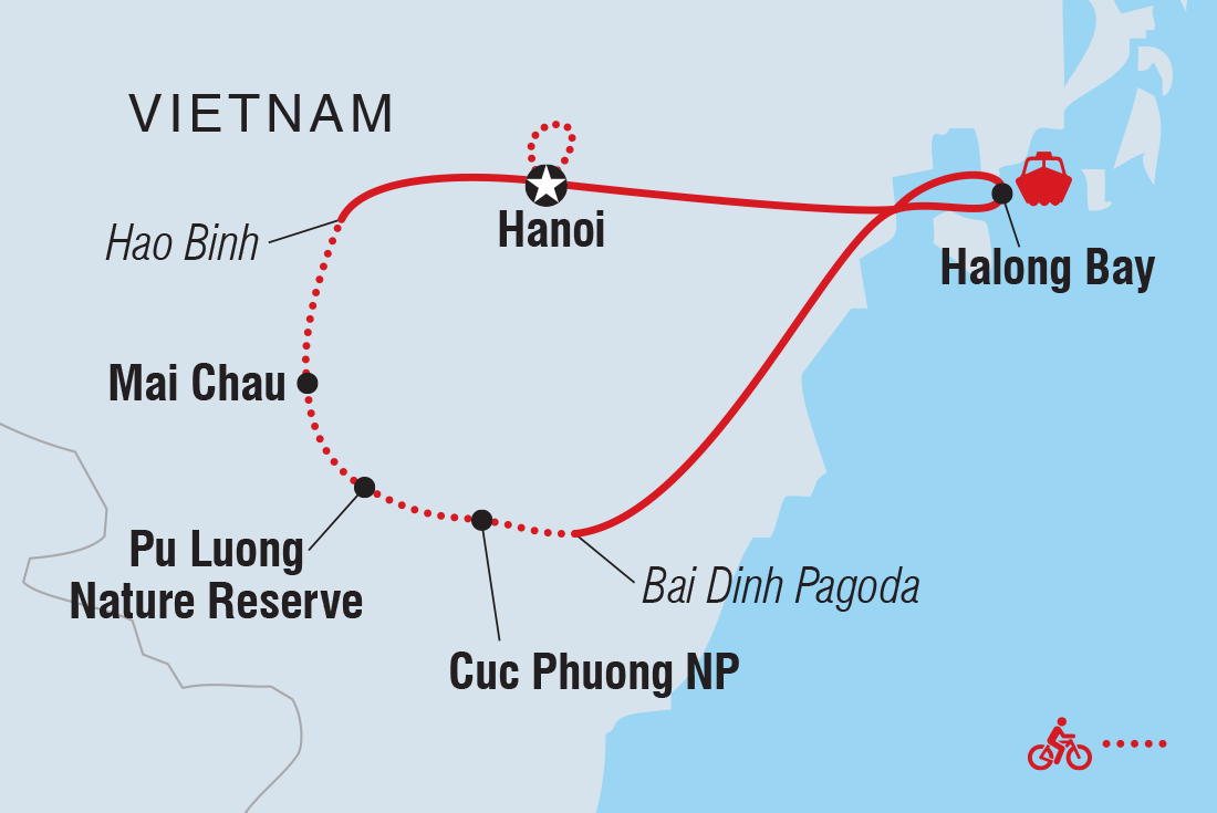 Map of Cycle Northern Vietnam including Vietnam