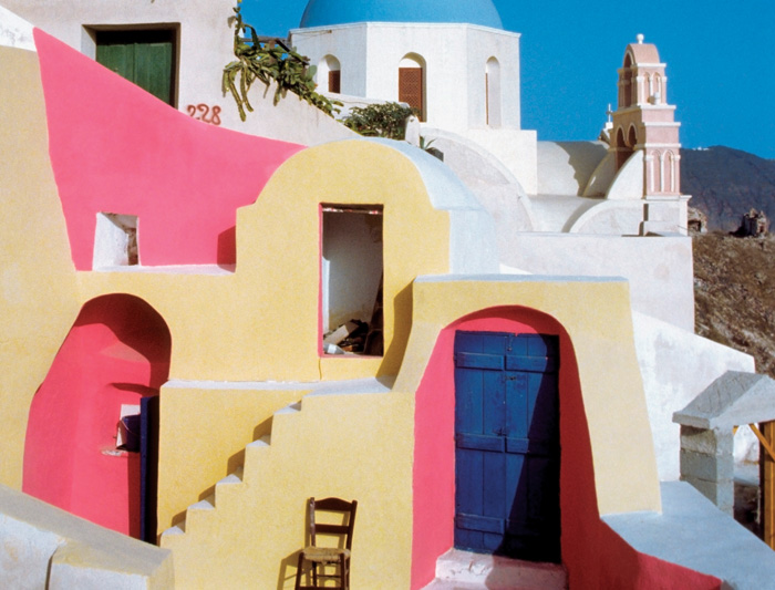Colourful buildings of Santorini