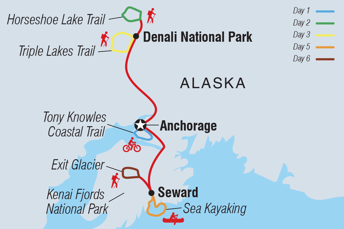 Map of Alaska Hike, Bike & Kayak including United States Of America
