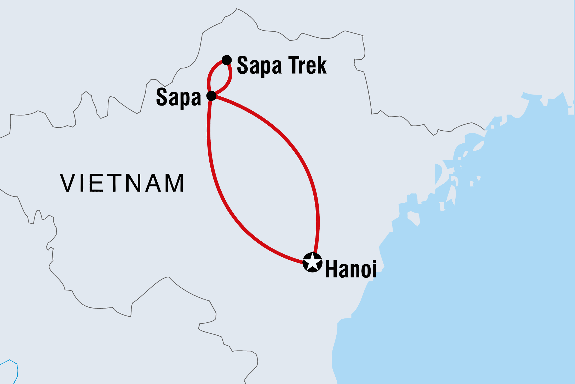 Map of Sapa Adventure including Vietnam