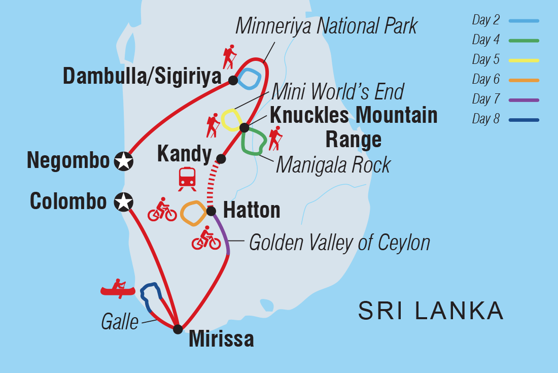 Map of Sri Lanka: Hike, Bike & Kayak including Sri Lanka