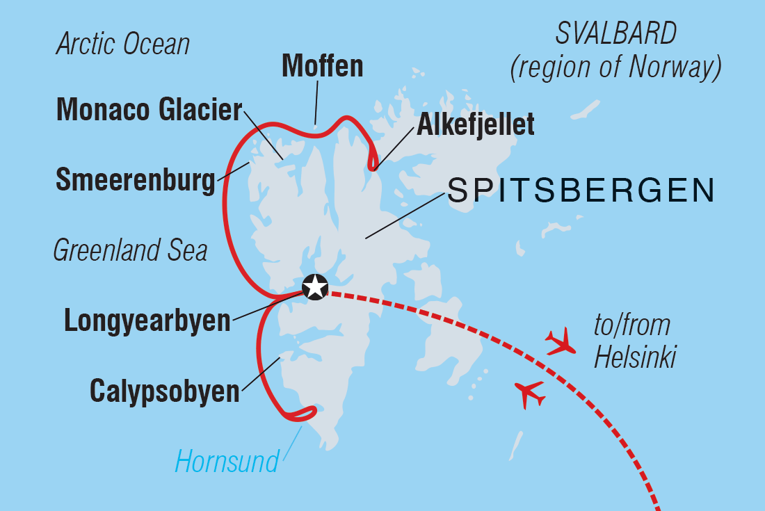 Map of Svalbard Explorer: Best Of High Arctic Norway In Depth including Finland and Norway