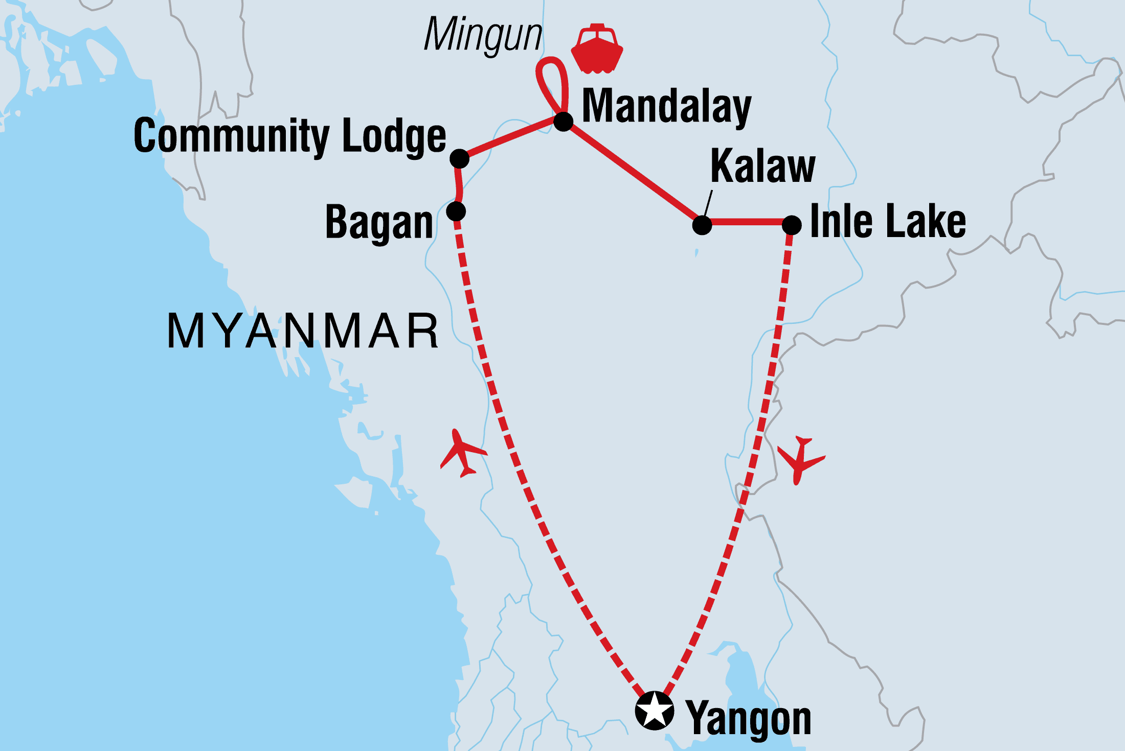 Map of Best Of Myanmar including Myanmar
