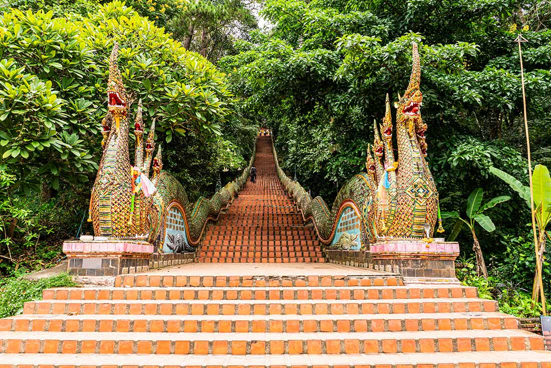 Stairs leading to Dot Suthep, Chiang Mai, Thailand