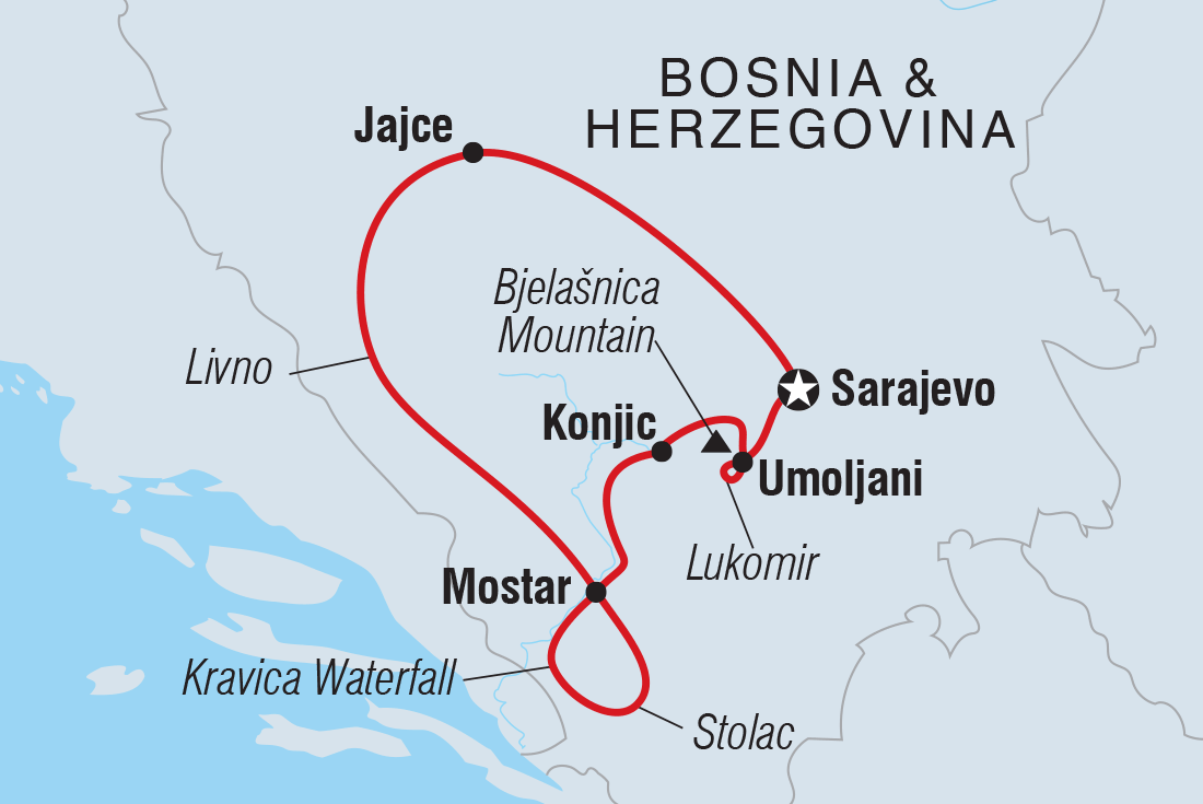 Map of Bosnia & Herzegovina Adventure including Bosnia And Herzegovina