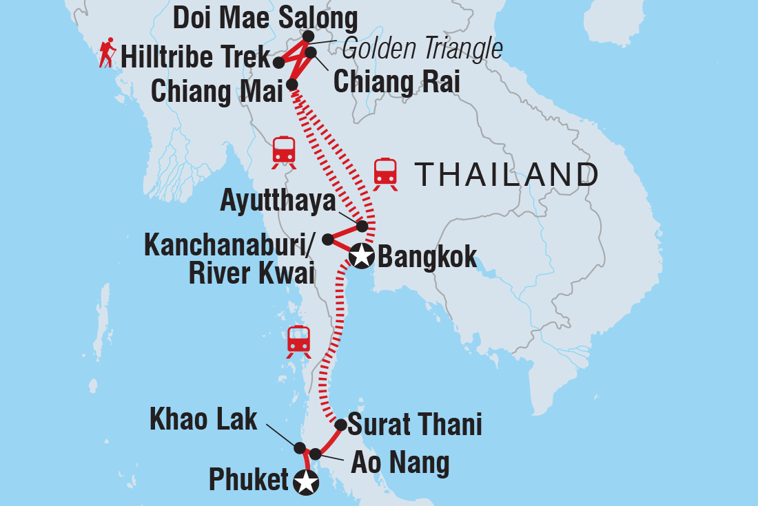 Map of Thailand Adventure West Coast (Nov - Apr) including Thailand