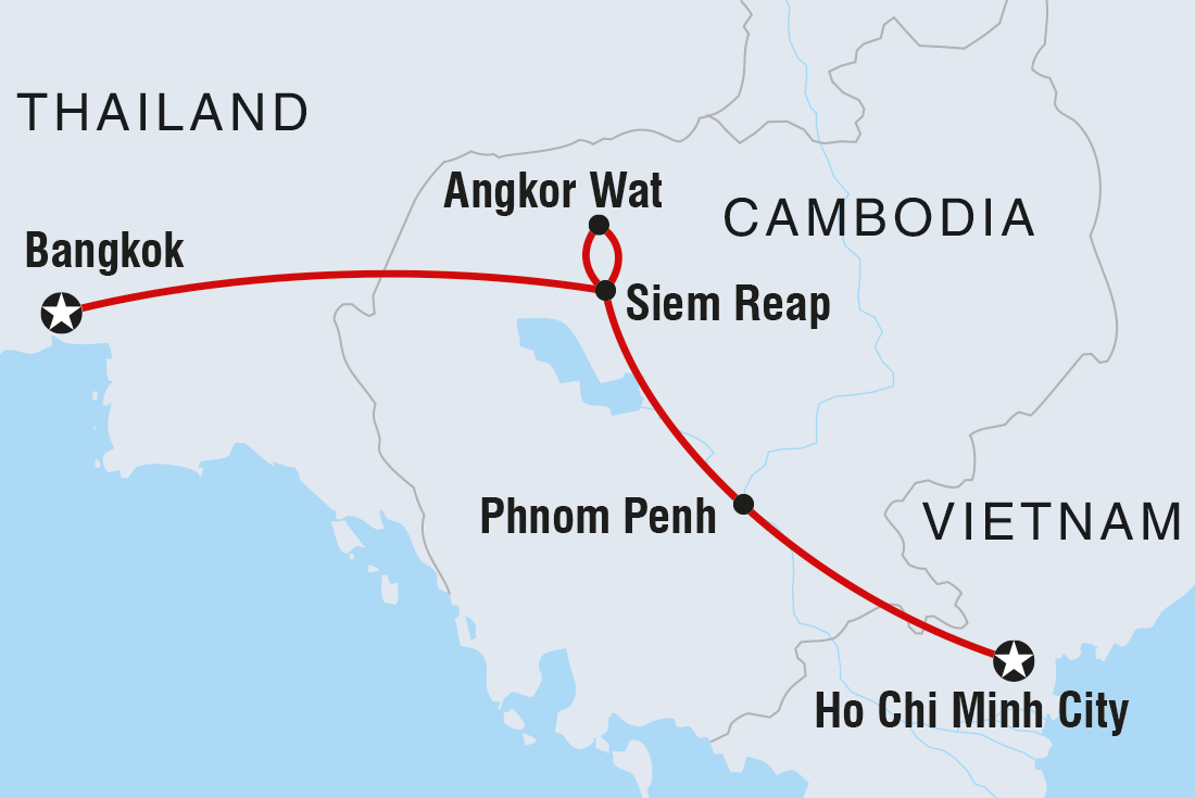 Map of Cambodia Express including Cambodia, Thailand and Vietnam