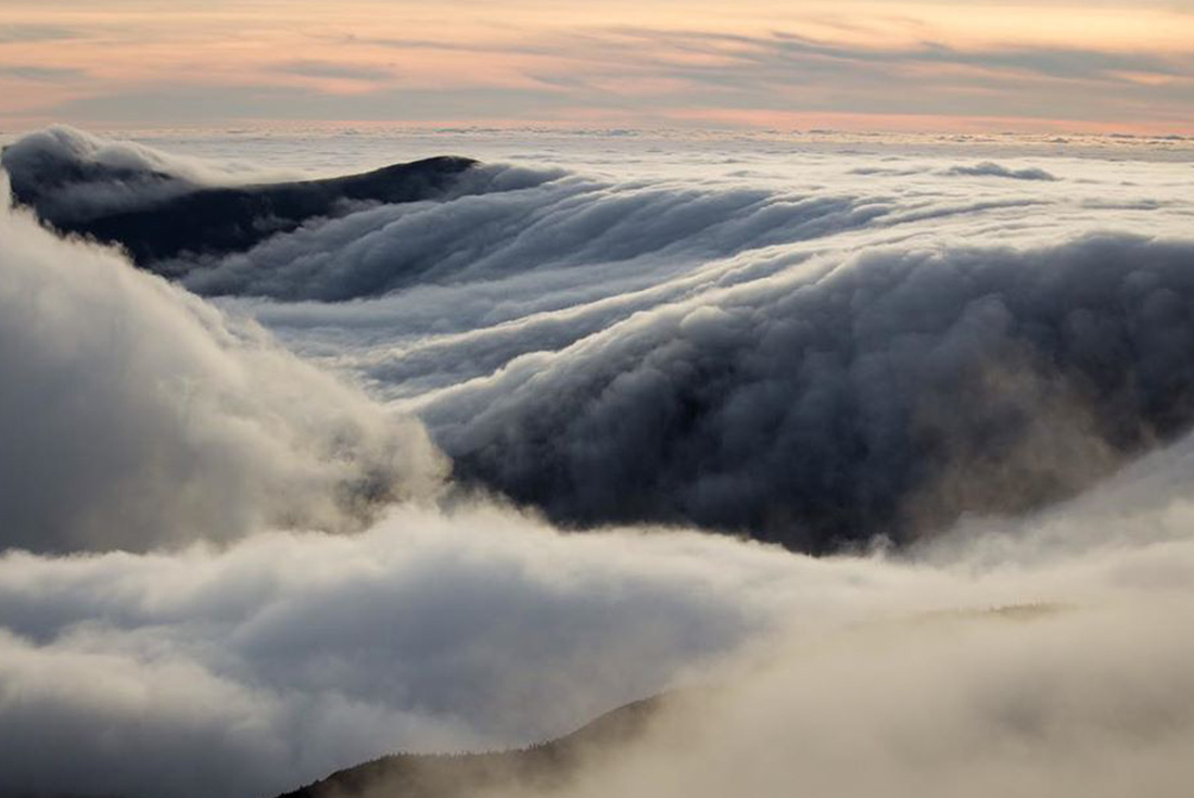 Cloud swept mountain peaks, Appalachian Trail, New Hampshire, USA