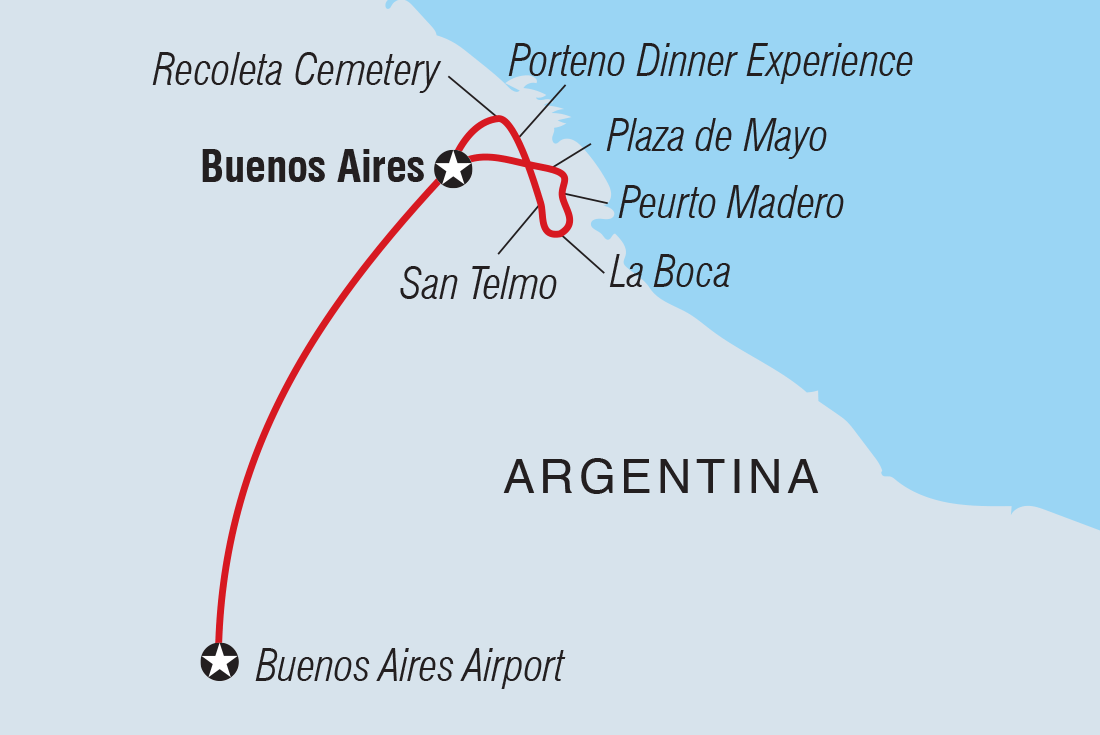 Map of Buenos Aires Short Break including Argentina