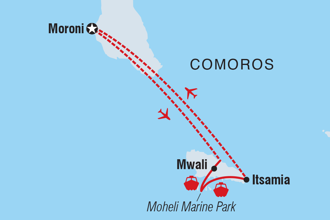 Map of Comoros: Wildlife Expedition including Comoros
