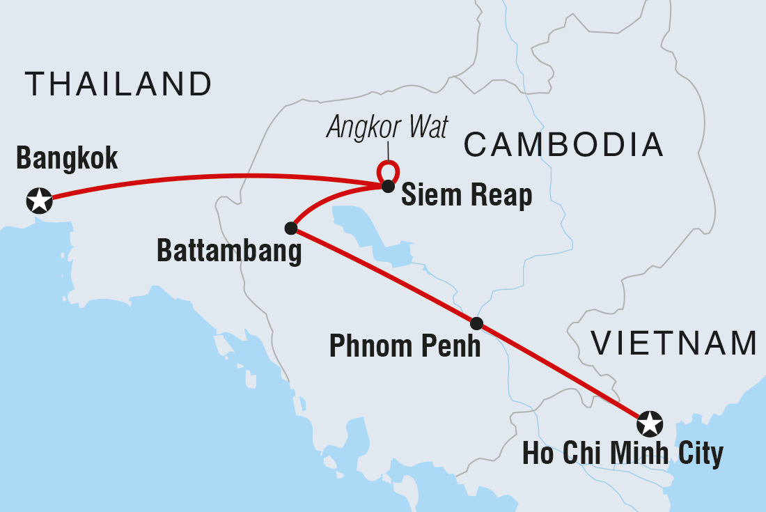 Map of Cambodian Traveller including Cambodia, Thailand and Vietnam
