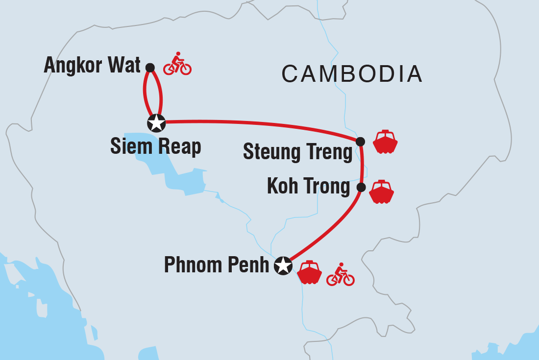 Map of Cambodia: Hike, Bike & Kayak including Cambodia