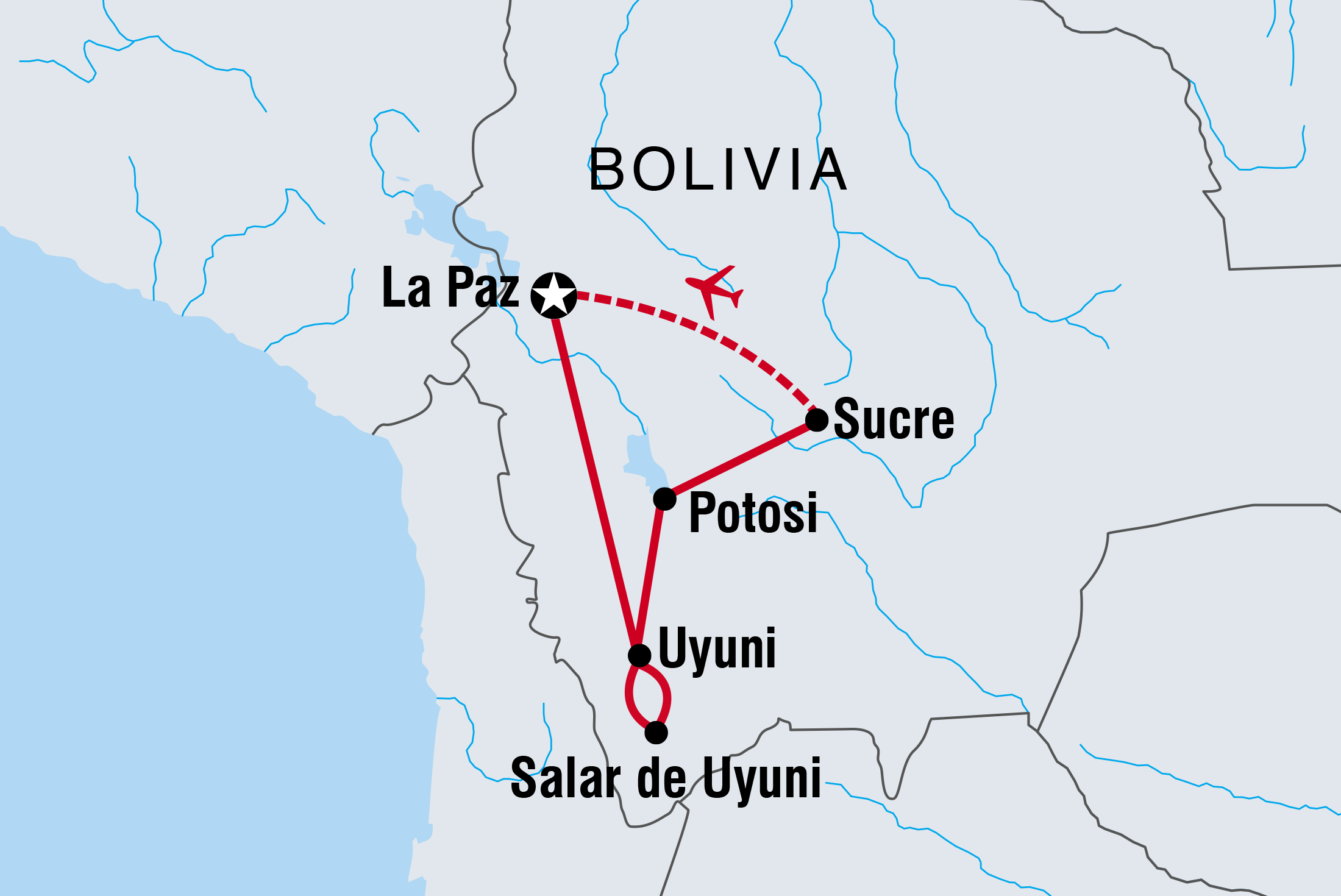 Map of Bolivia Highlights including Bolivia