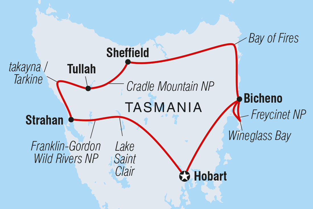 Map of Tasmania Adventure including Australia