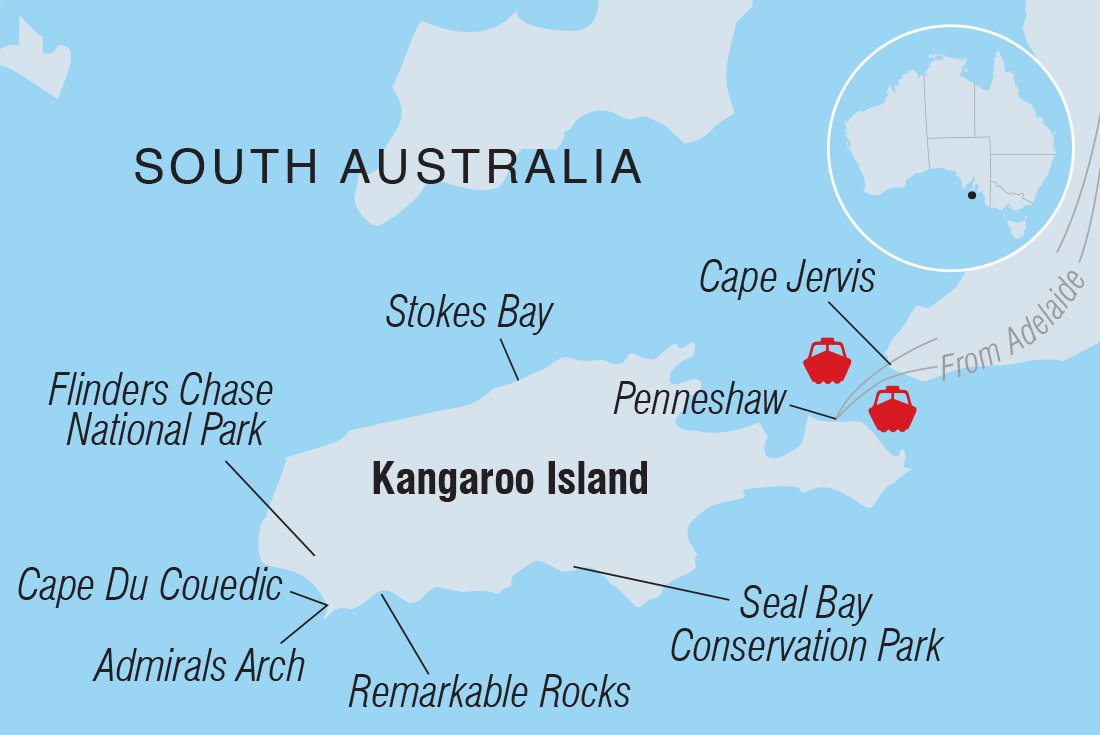 Map of Kangaroo Island Short Break Adventure including Australia