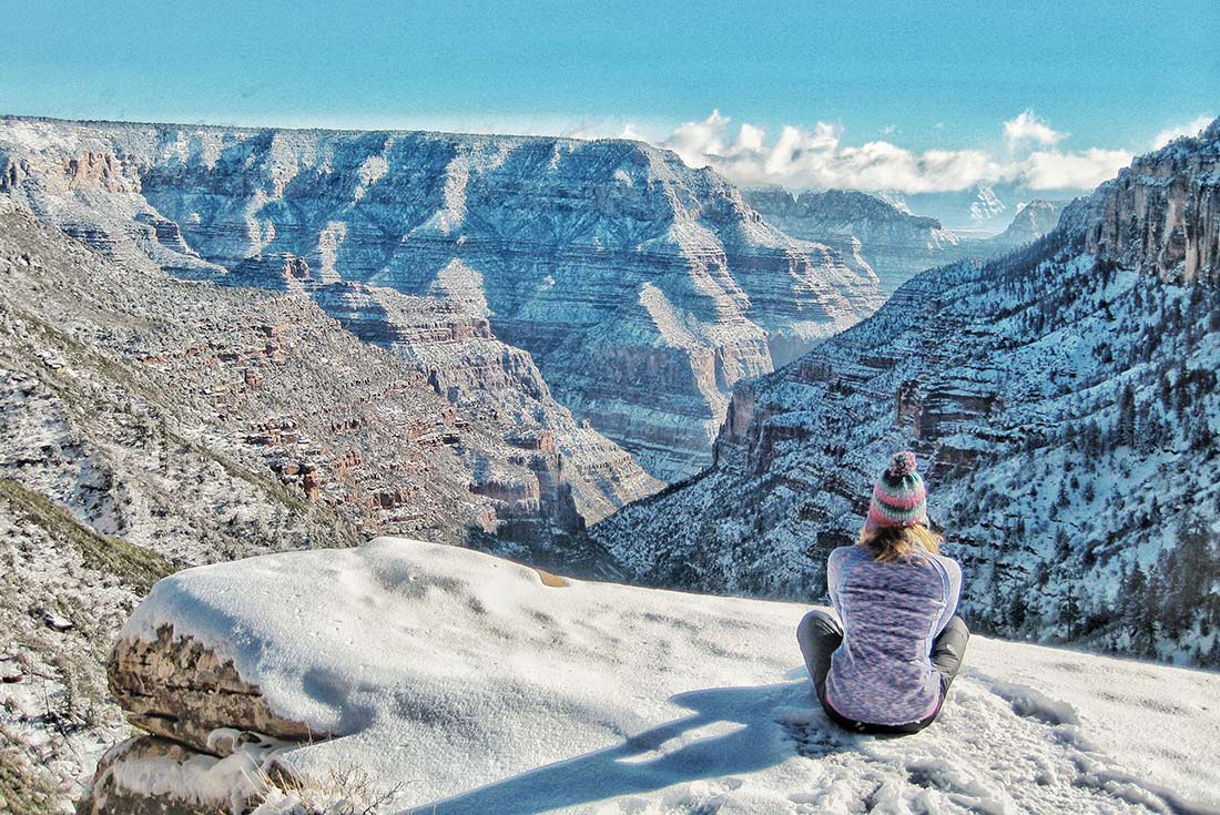 enjoying the view, winter hiking, Grand Canyon, Arizona, USA