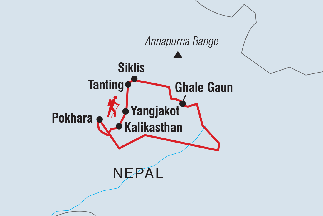 Map of Annapurna Homestay Trek including Nepal