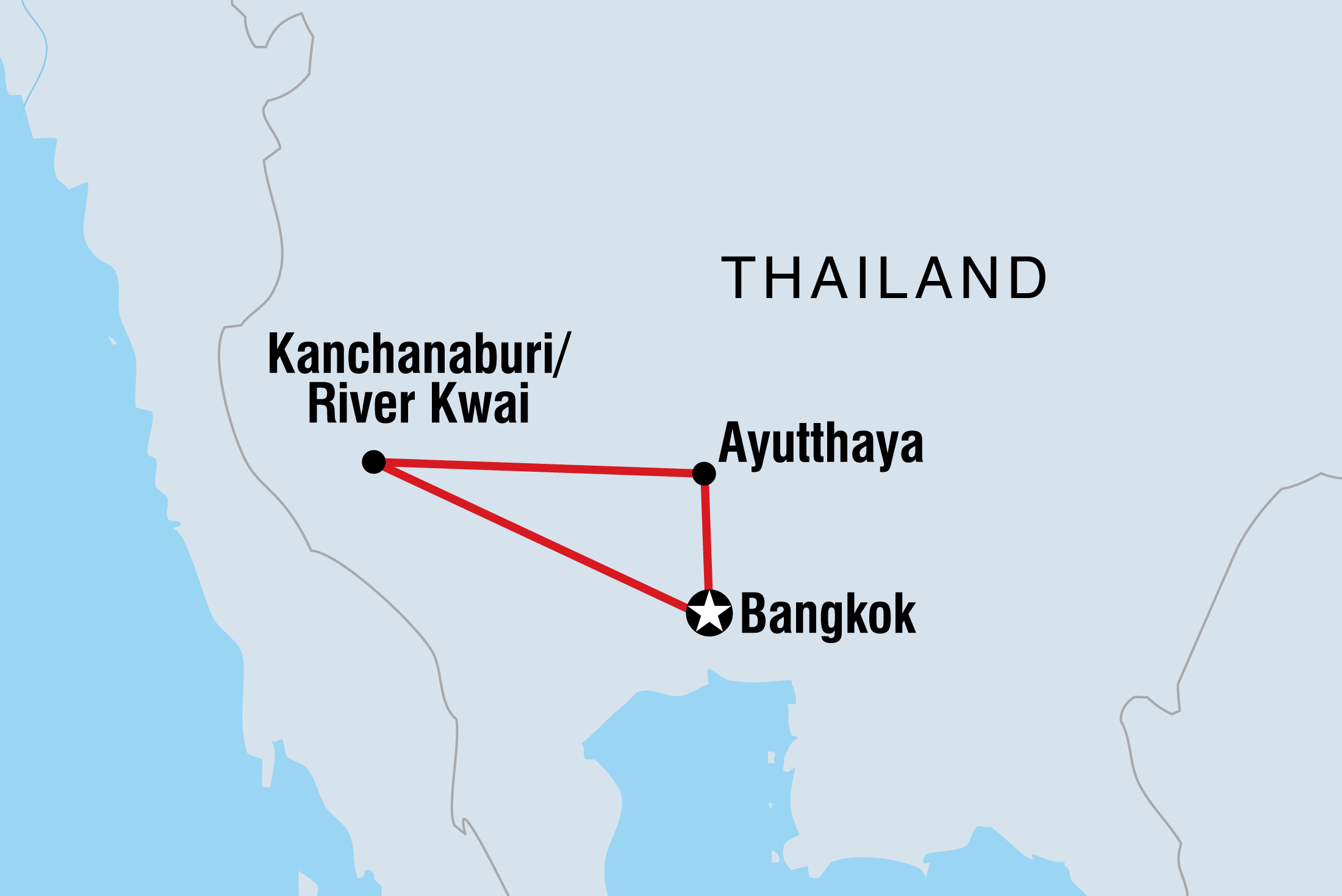 Map of River Kwai & Ancient Thai Kingdoms including Thailand