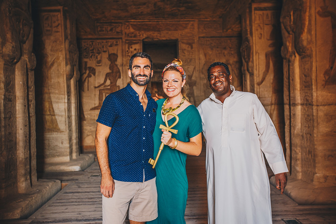 XEPE - Couple of pax posing with a local in Abu Simbel