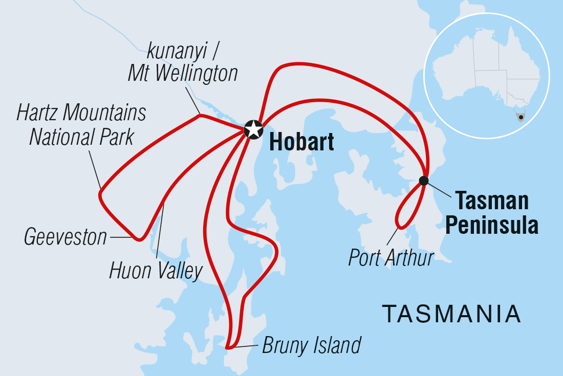 Map of Best Of Hobart & Southern Tasmania including Australia