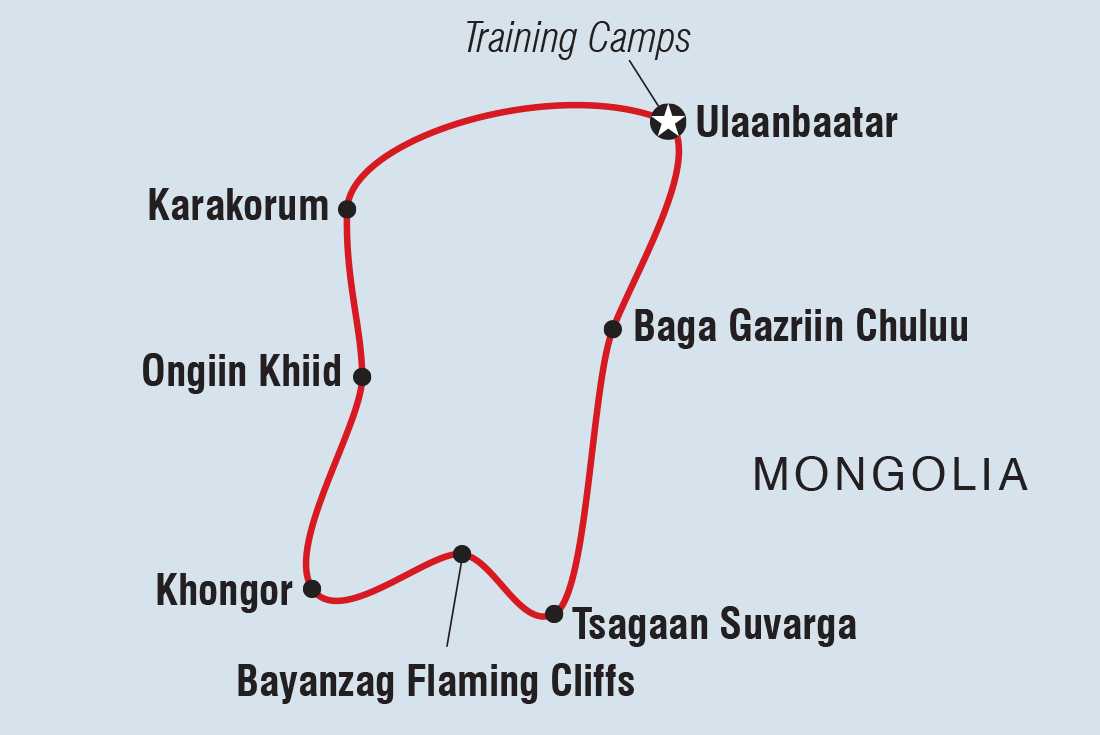 Map of Mongolia's Naadam Festival including Mongolia