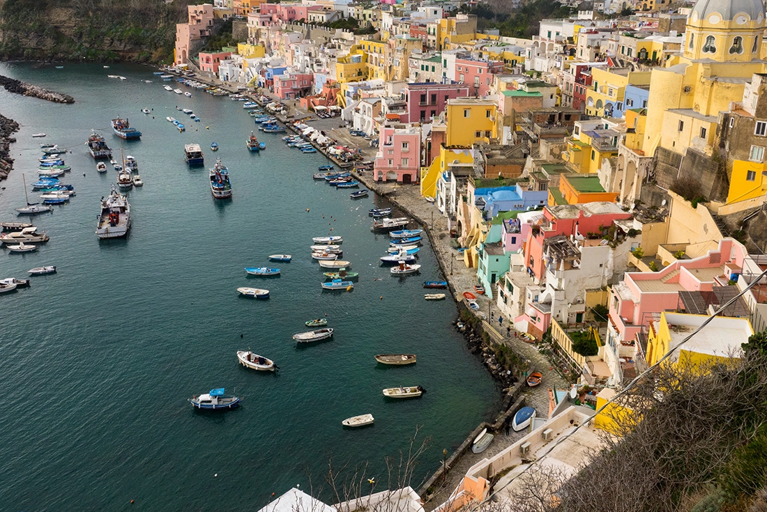 The town of Procida on the Amalfi Coast,Italy