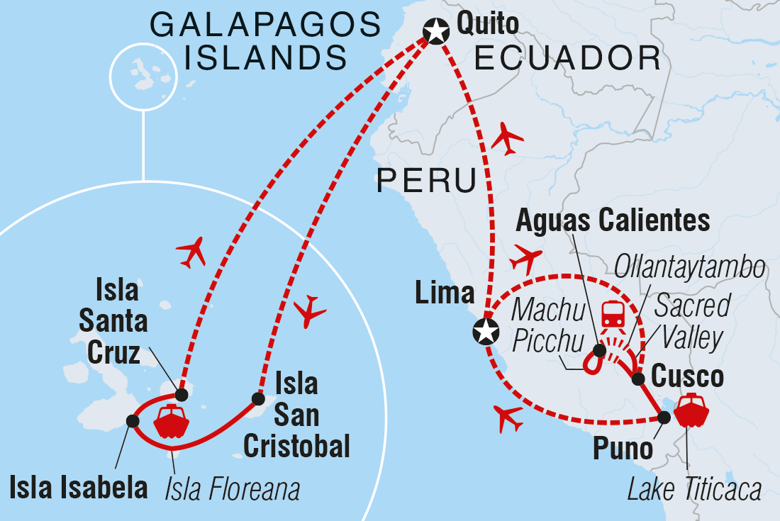 Map of Best Of Peru & Galapagos including Ecuador and Peru