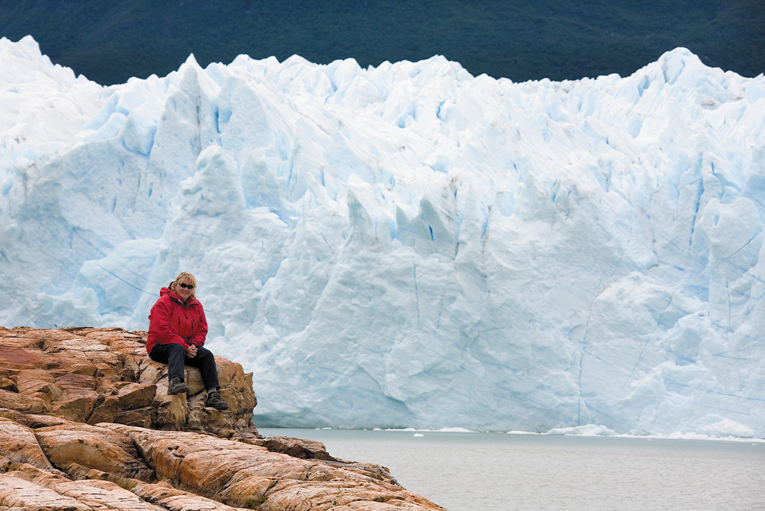 Traveller in front of Perito Moreno Glacier, Patagonia, Argentina