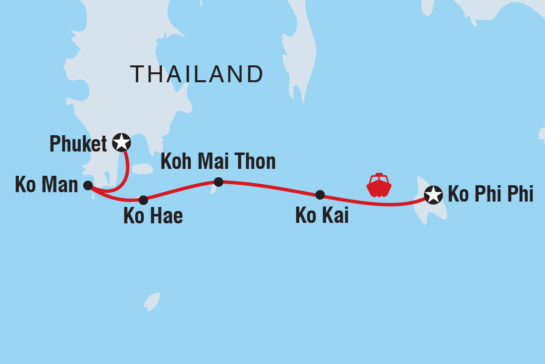 Map of Sail Ko Phi Phi To Phuket including Thailand